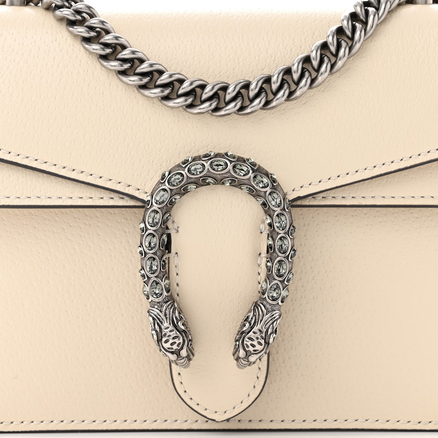 Gucci Textured Calfskin Crystal Mini Dionysus Shoulder Bag Mystic White 8 of 13