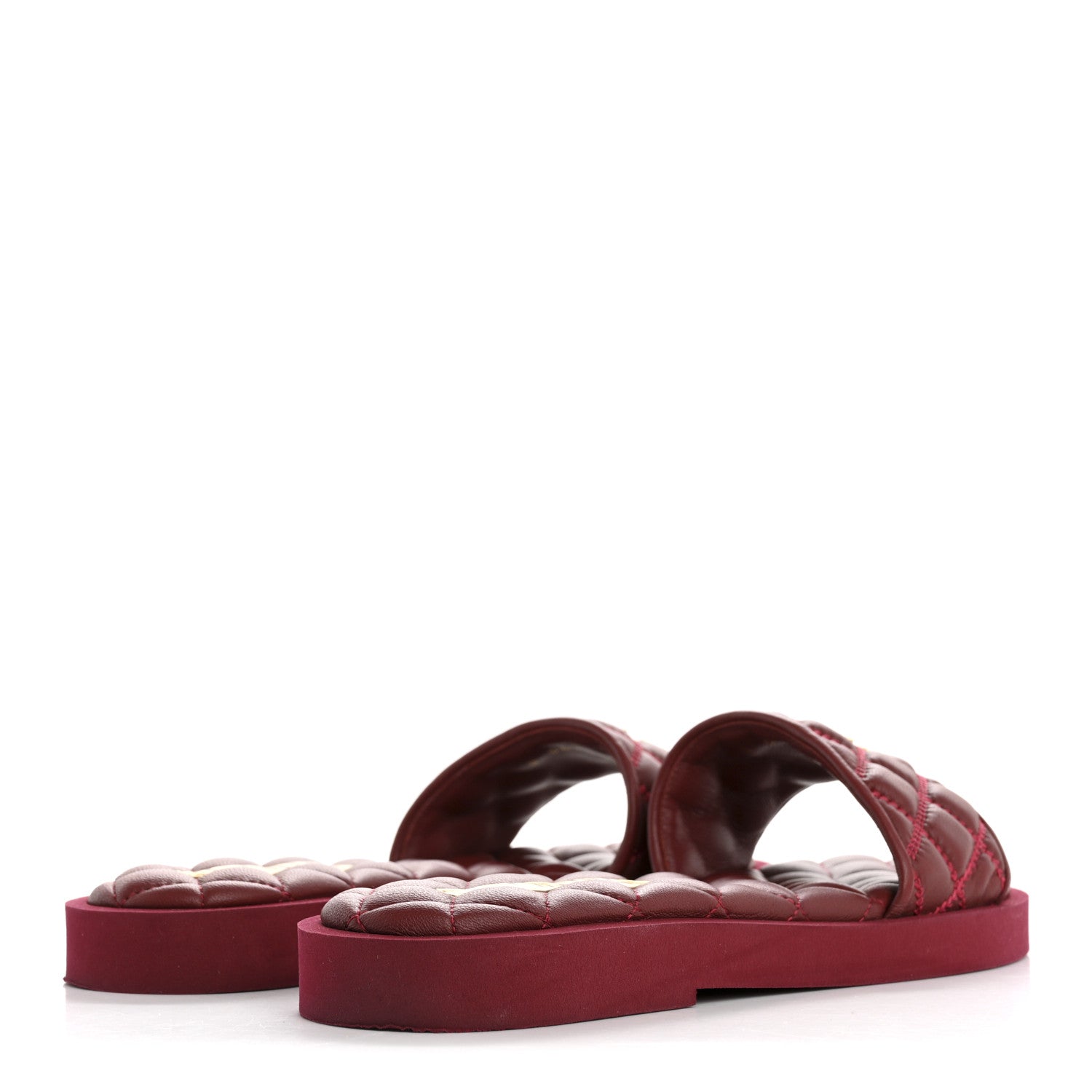 Chanel Lambskin Quilted Textured CC Mules Sandals Red 5 of 12