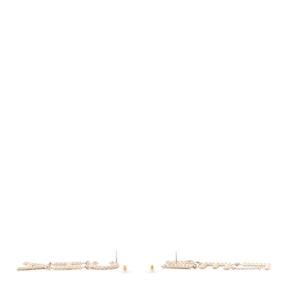 Chanel Crystal Cha-Nel Logo Drop Earrings Gold 3 of 4
