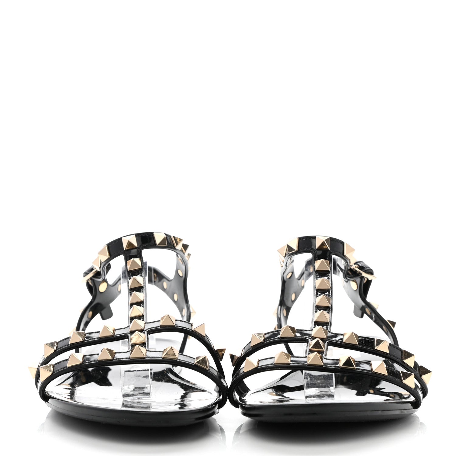 Valentino Garavani PVC Jelly Rockstud Caged Sandals 40 Black 2 of 9