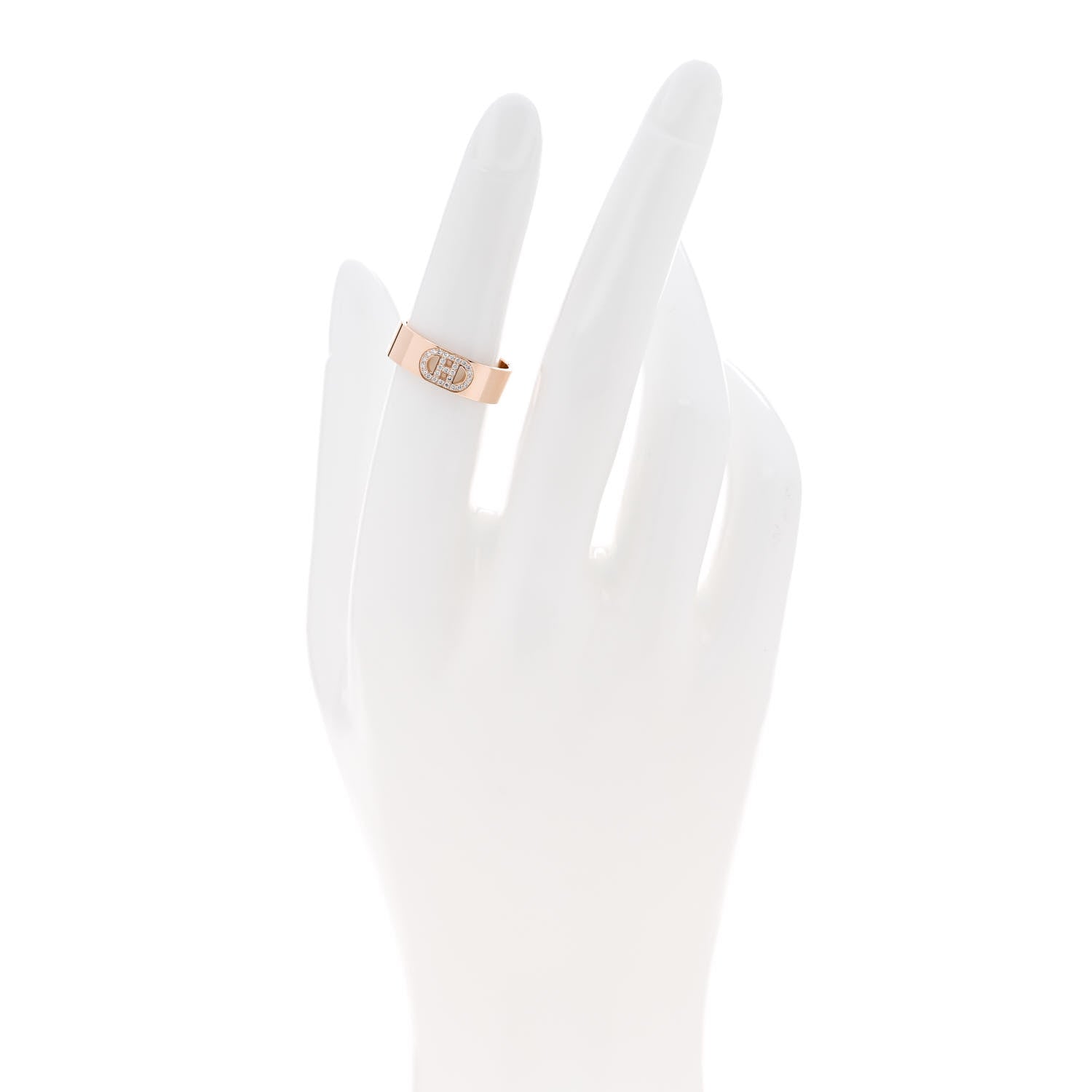 Hermes 18K Rose Gold Diamond PM H D'Ancre Ring 51 5.75 2 of 5
