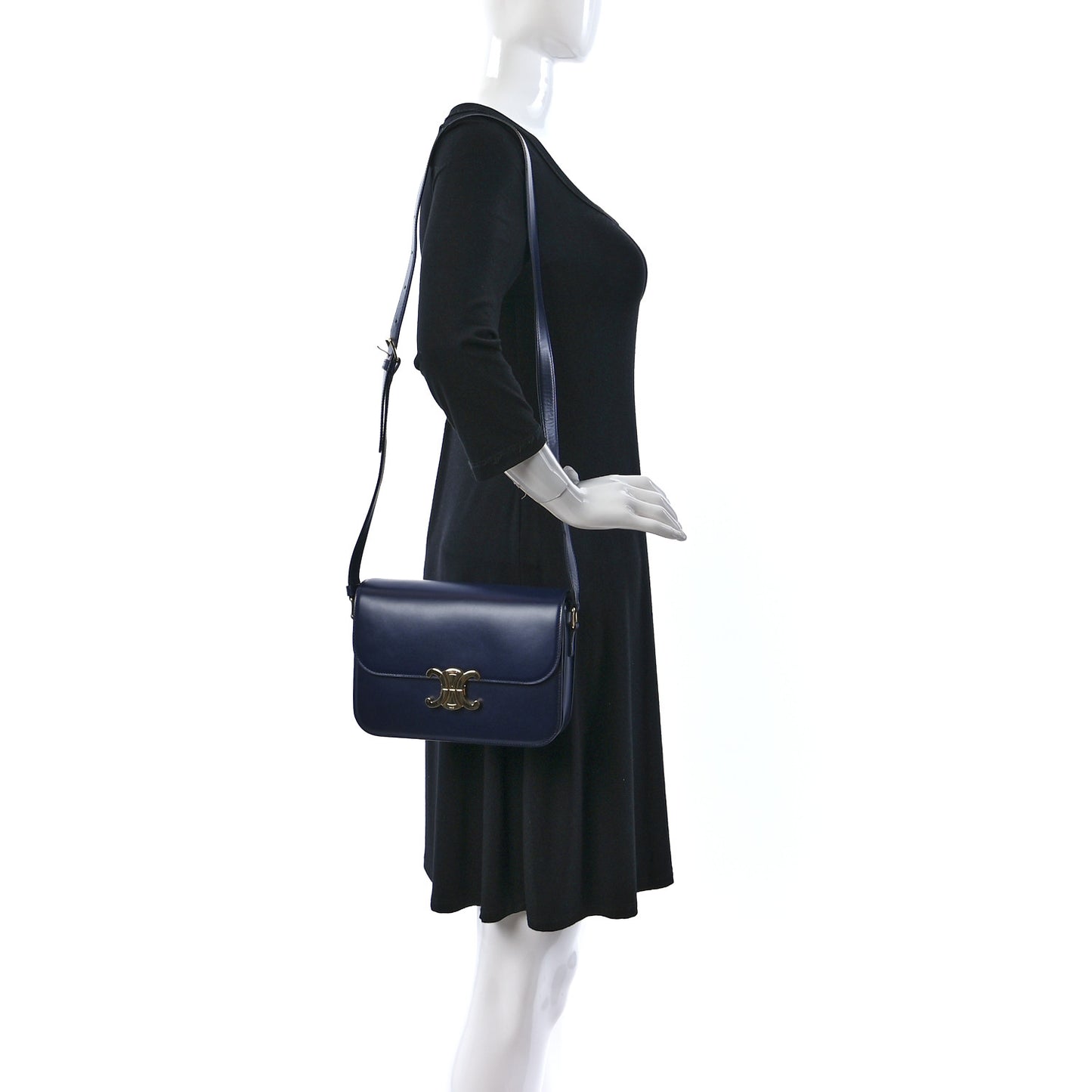 Shiny Calfskin Medium Triomphe Navy Blue
