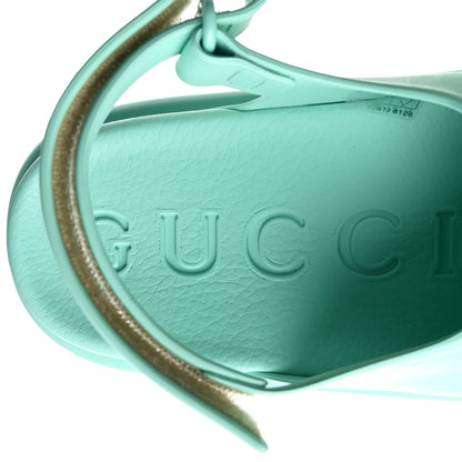 Gucci Soft Rubber Horsebit Womens Slingback Sandals 37 Teal Cyan 8 of 9