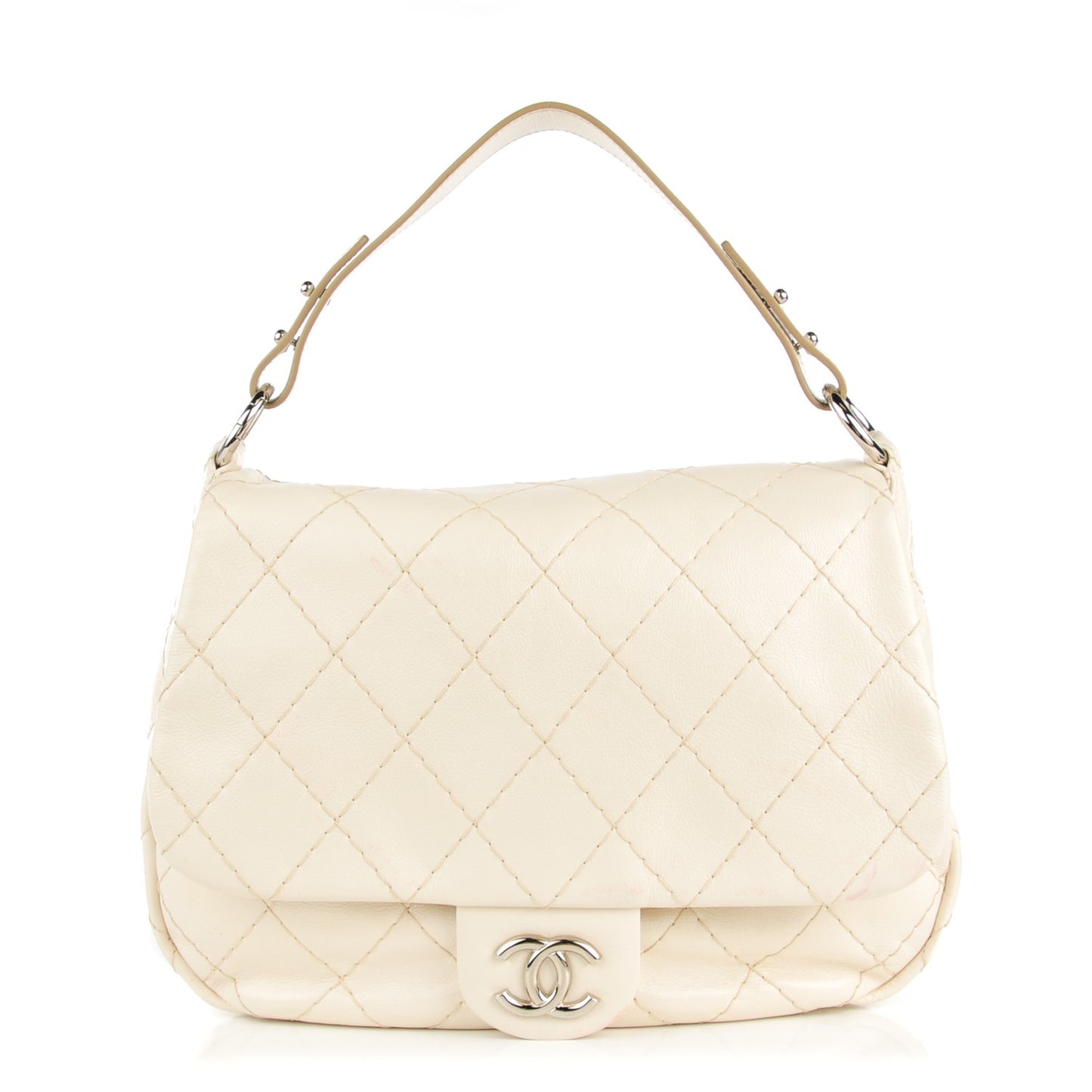 Glazed Calfskin XL On The Road Flap Ivory