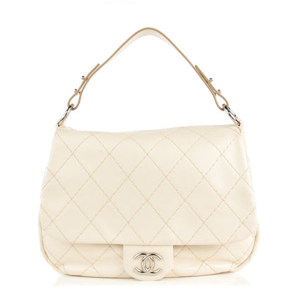 Chanel Glazed Calfskin XL On The Road Flap Ivory 1 of 12