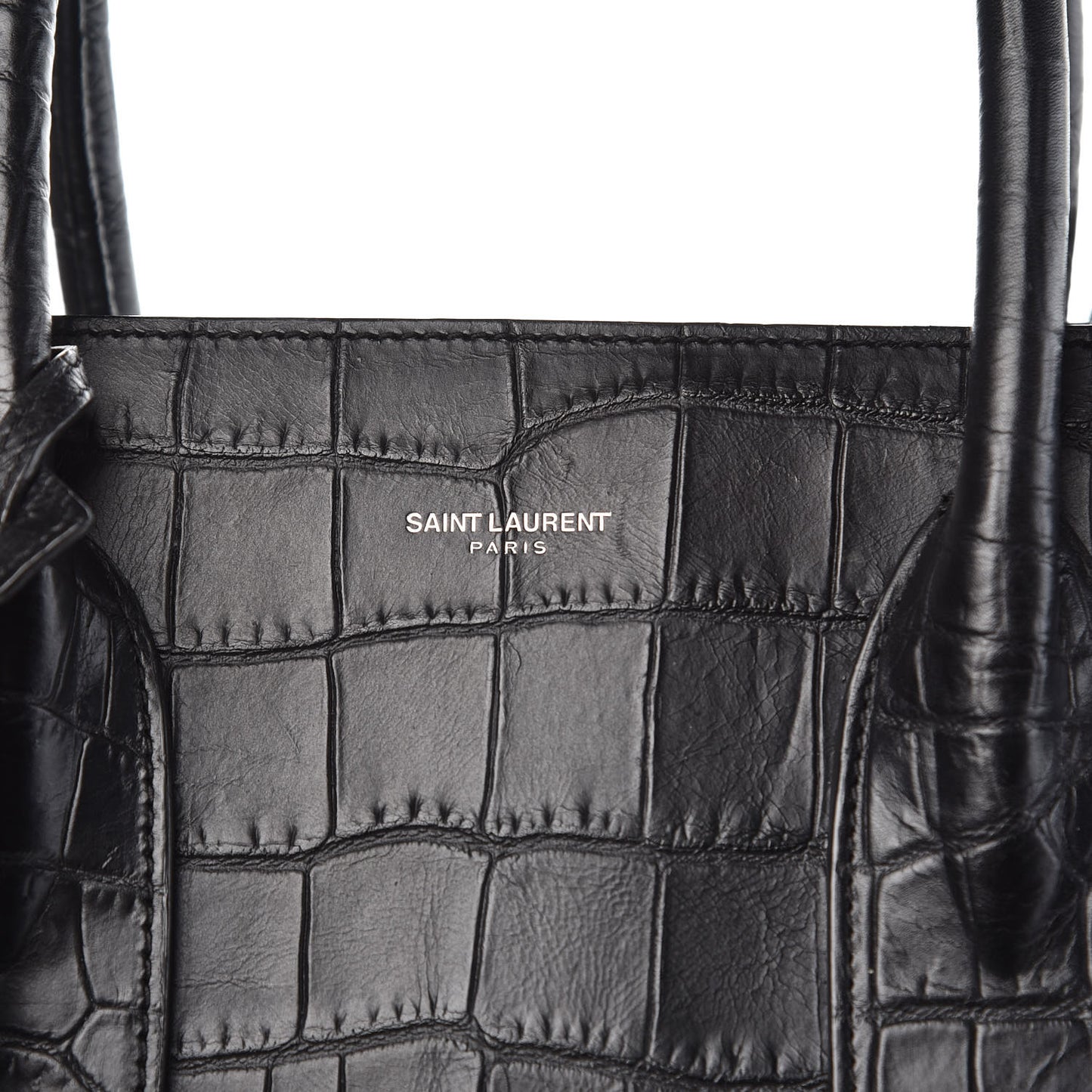 Calfskin Crocodile Embossed Large Sac De Jour Carryall Black