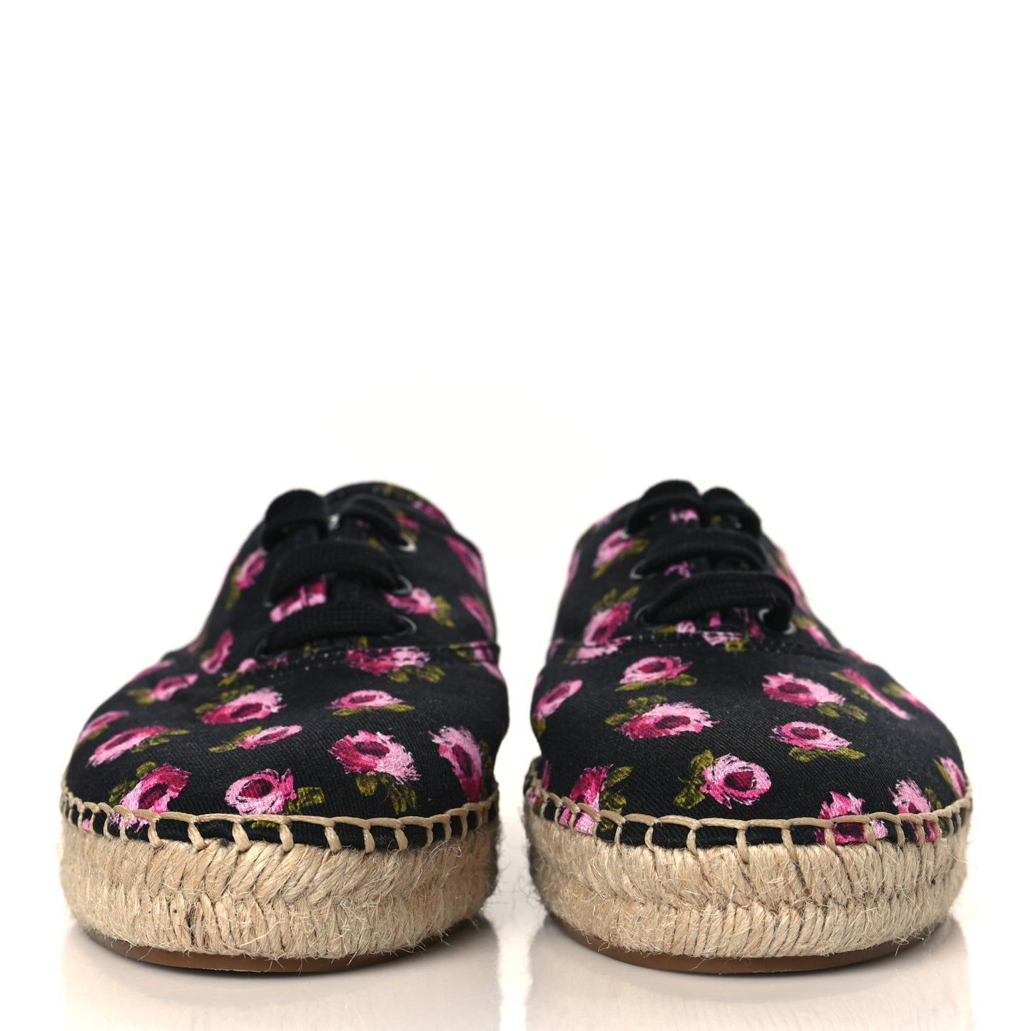 Canvas Printed Espadrille Sneakers 38.5 Black Multicolor