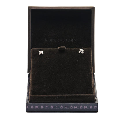 Roberto Coin 18K White Gold Diamond X Stud Earrings 5 of 5