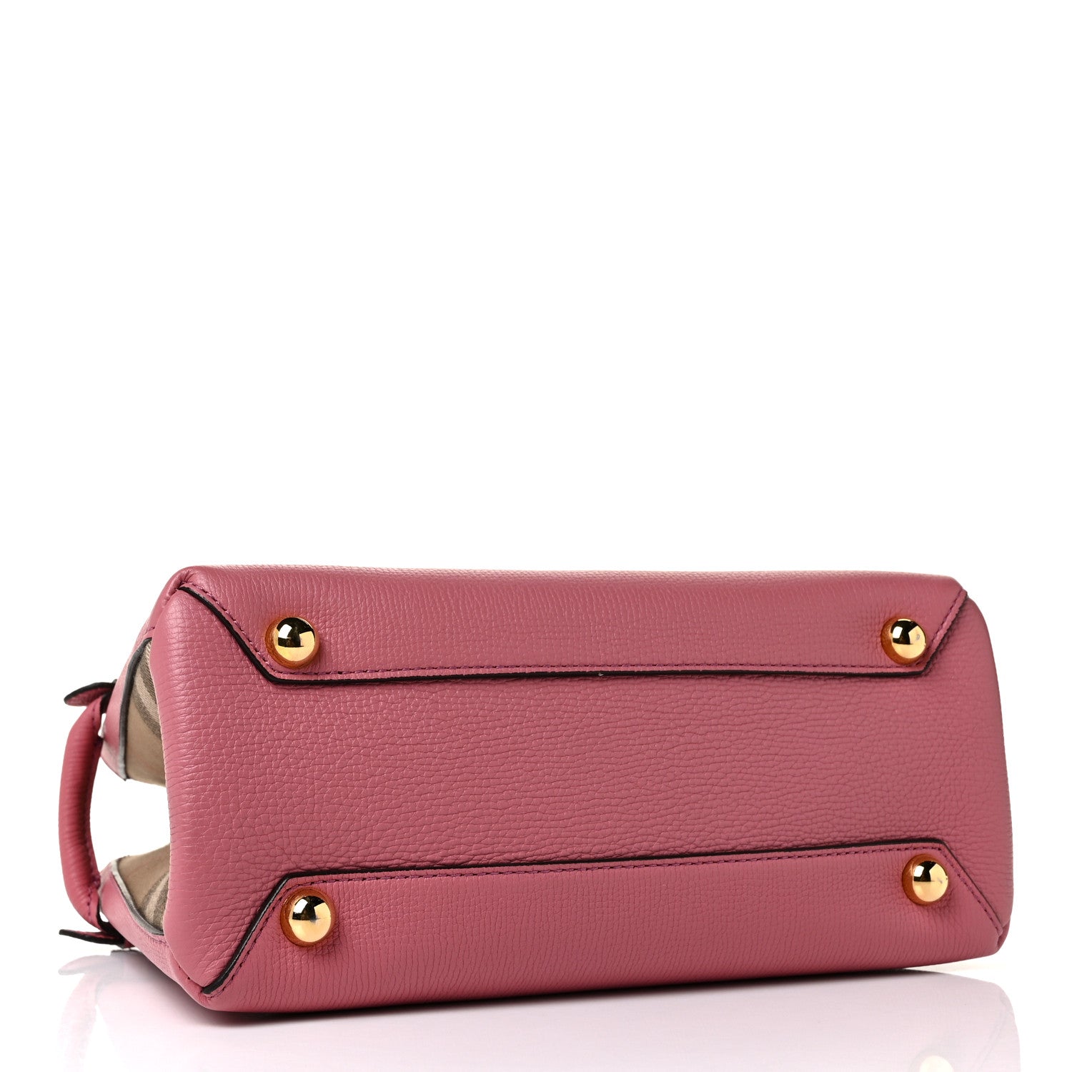 Burberry Grainy Calfskin House Check Small Banner Tote Mauve Pink 3 of 7