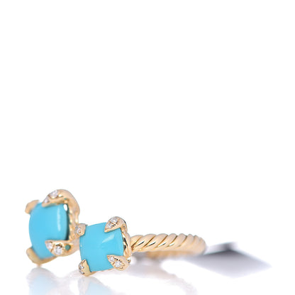 David Yurman 18K Yellow Gold Diamond Turquoise Chatelaine Bypass Ring 54 7 3 of 6