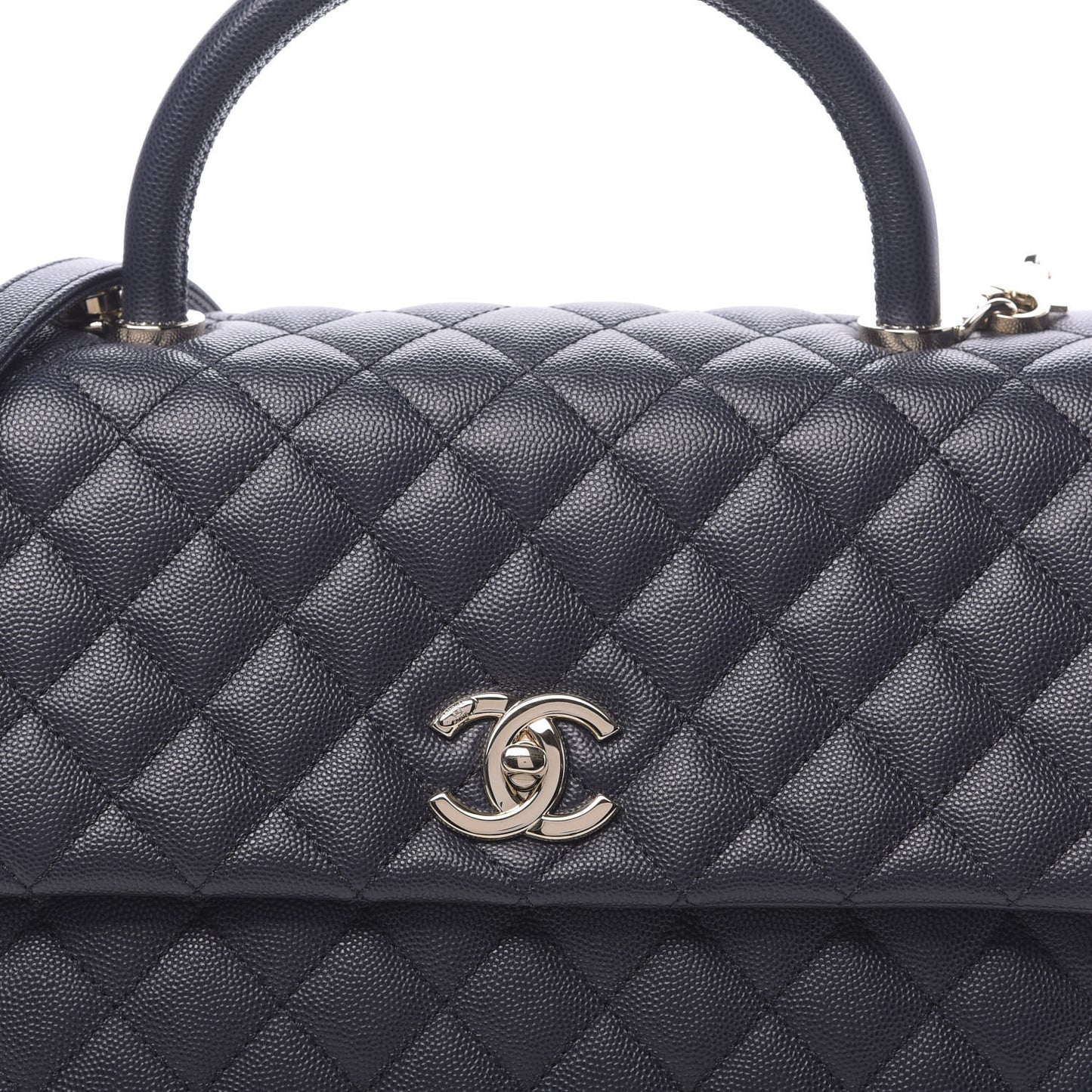 Caviar Quilted Medium Coco Handle Flap Navy Blue
