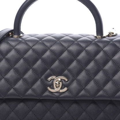 Chanel Caviar Quilted Medium Coco Handle Flap Navy Blue 8 of 11