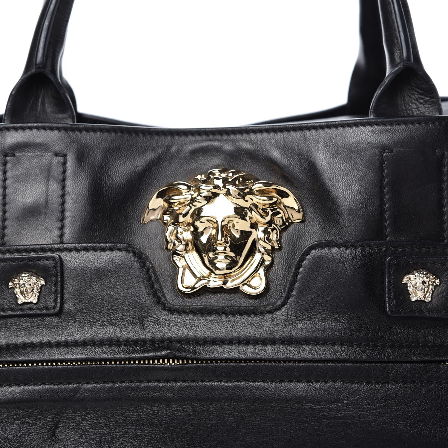 Versace Calfskin Large Palazzo Tote Bag Black 9 of 10
