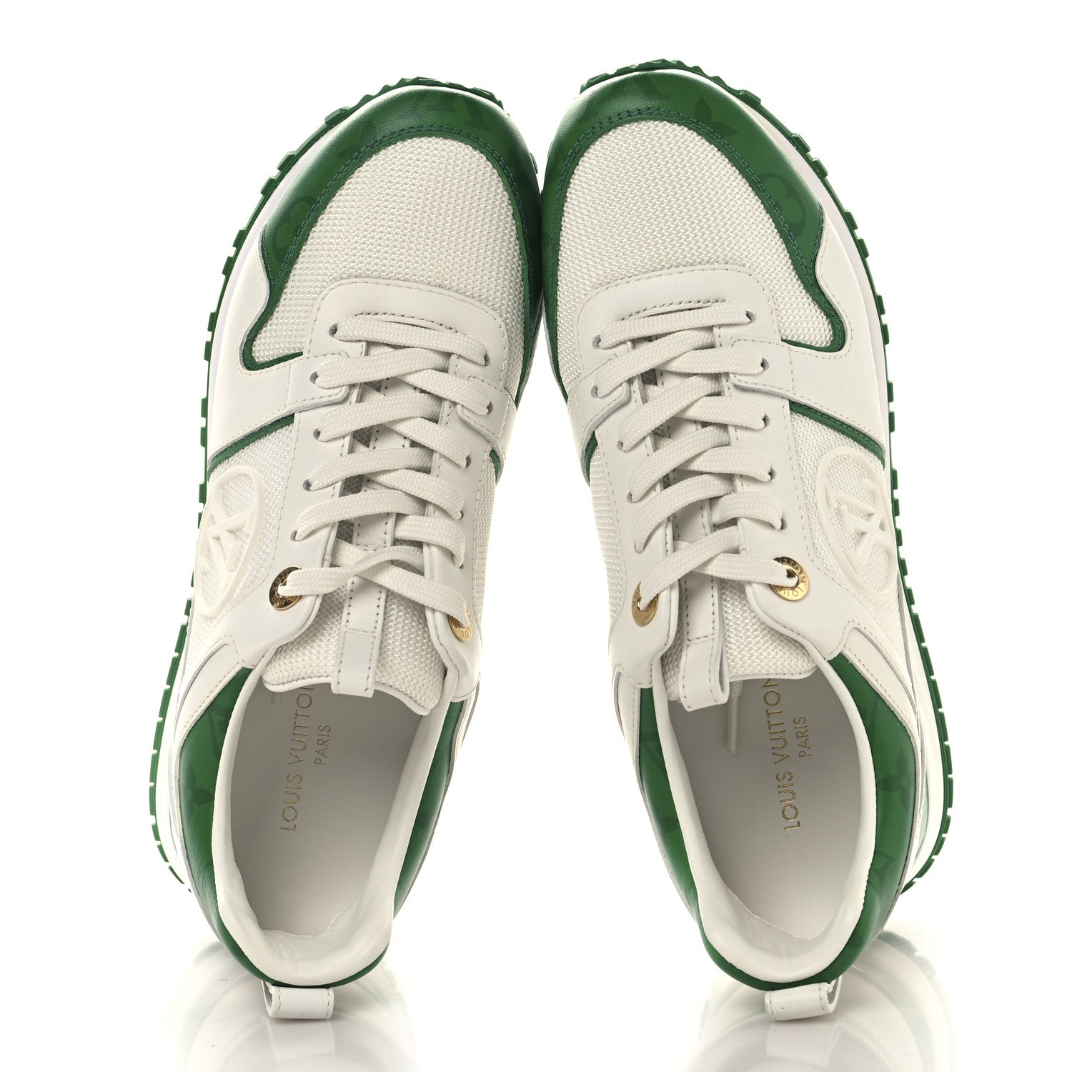 Louis Vuitton Calfskin Monogram Run Away Sneakers 36 White Green 2 of 9