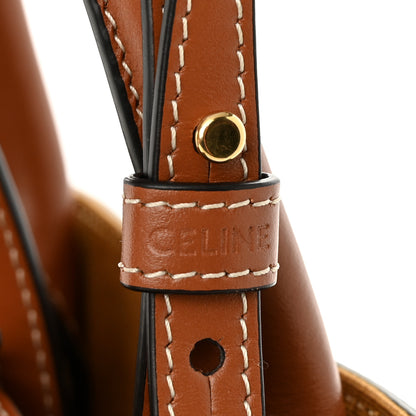 Celine Triomphe Canvas Calfskin Mini Vertical Cabas Tan 6 of 9