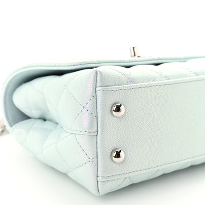 Chanel Iridescent Caviar Quilted Extra Mini Coco Handle Flap Light Blue 9 of 11