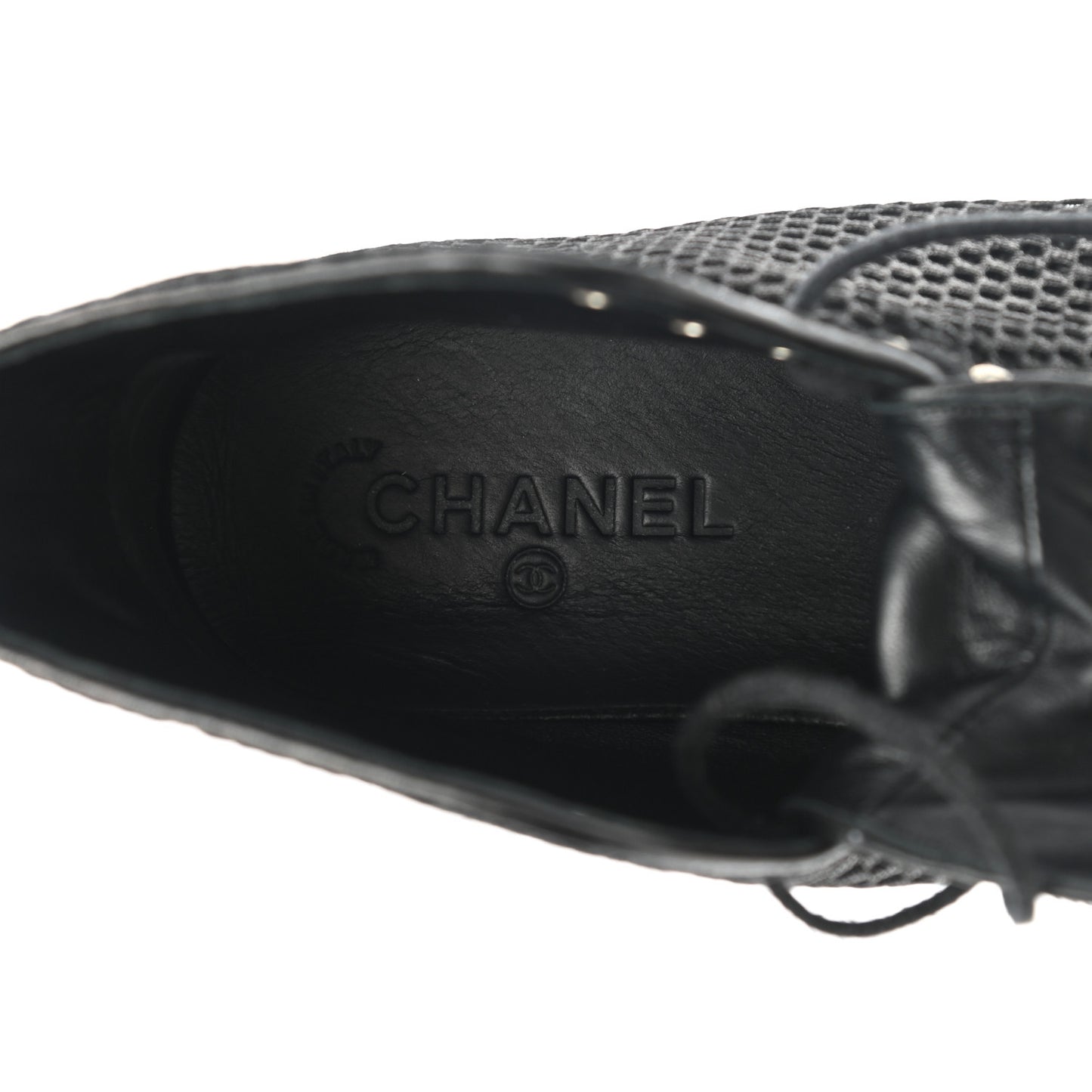 Tweed Lambskin High Top Sneakers 38.5 Black