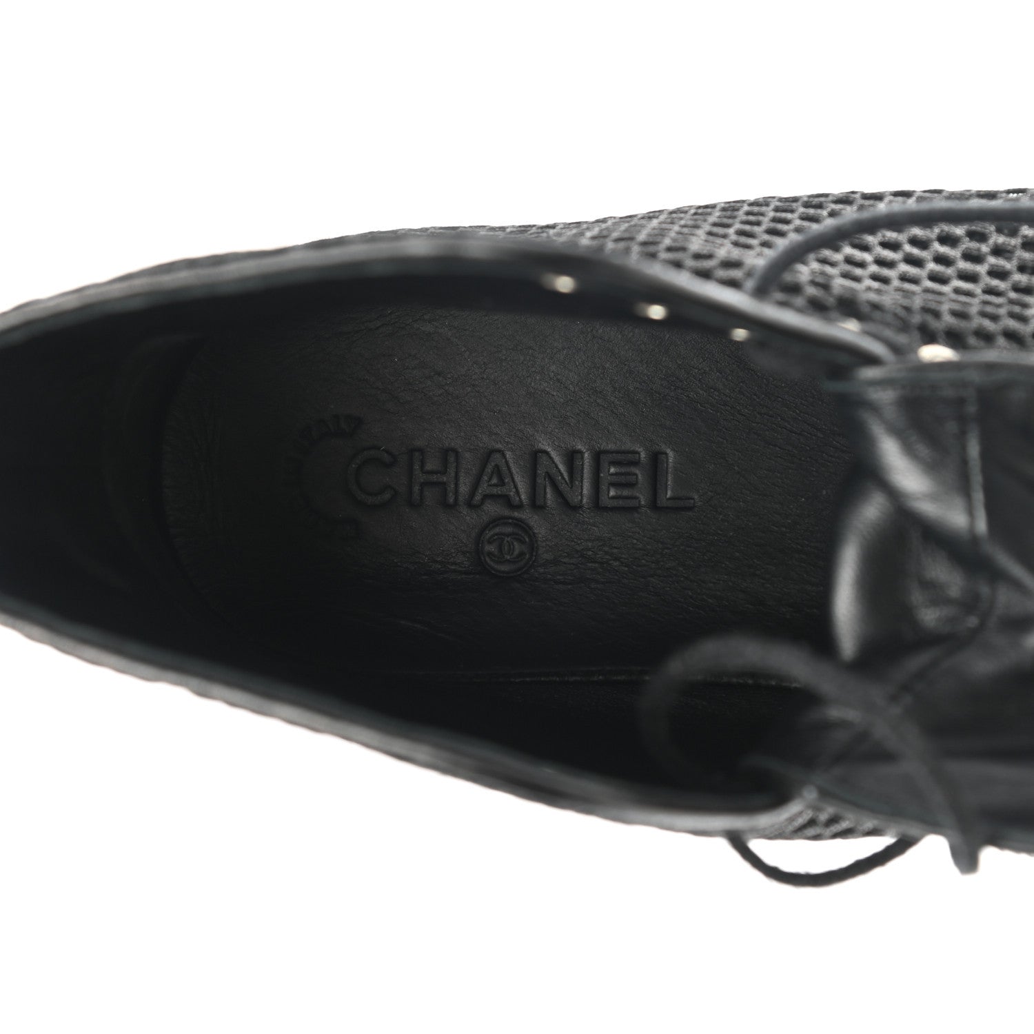 Chanel Tweed Lambskin High Top Sneakers 38.5 Black 9 of 13