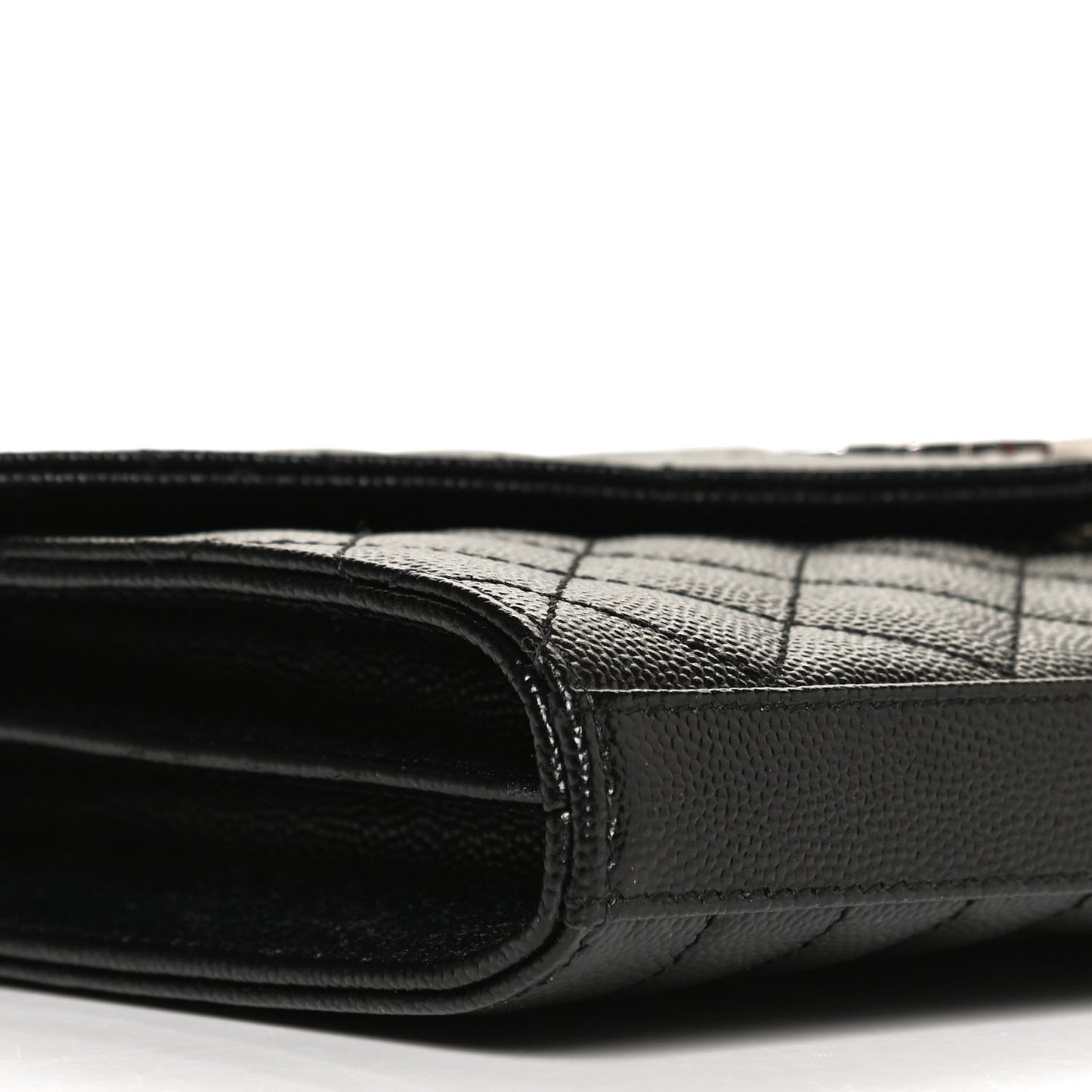 Grain De Poudre Mixed Matelasse Triquilt Monogram Chain Wallet Black