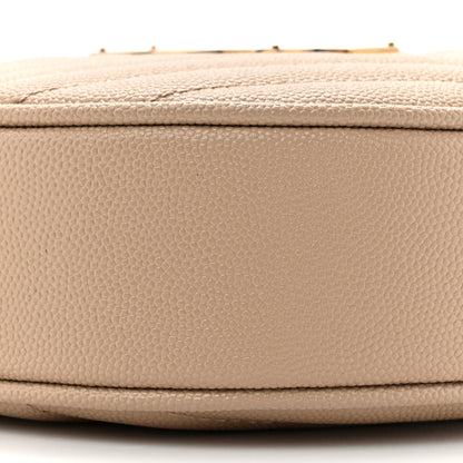 Saint Laurent Grain De Poudre Matelasse Chevron Quilted Round Vinyle Camera Bag Dark Beige 10 of 12