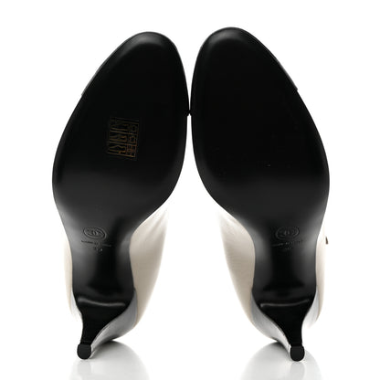 Chanel Shiny Goatskin Cap Toe Mary Jane Pumps 39 Grey Dark Grey 5 of 9