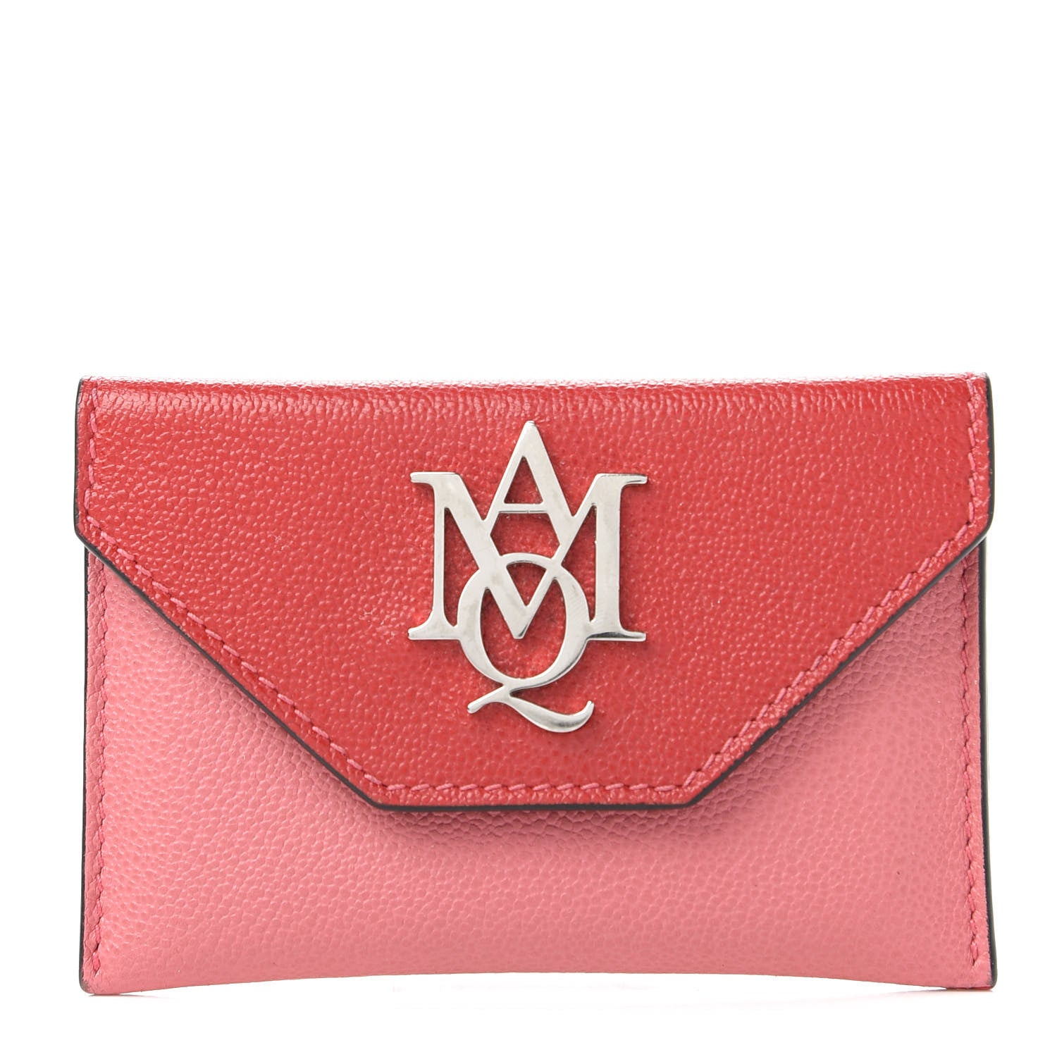 Alexander McQueen Calfskin Insignia Envelope Card Holder Pink Red 1 of 8