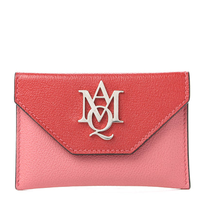 Alexander McQueen Calfskin Insignia Envelope Card Holder Pink Red 1 of 8