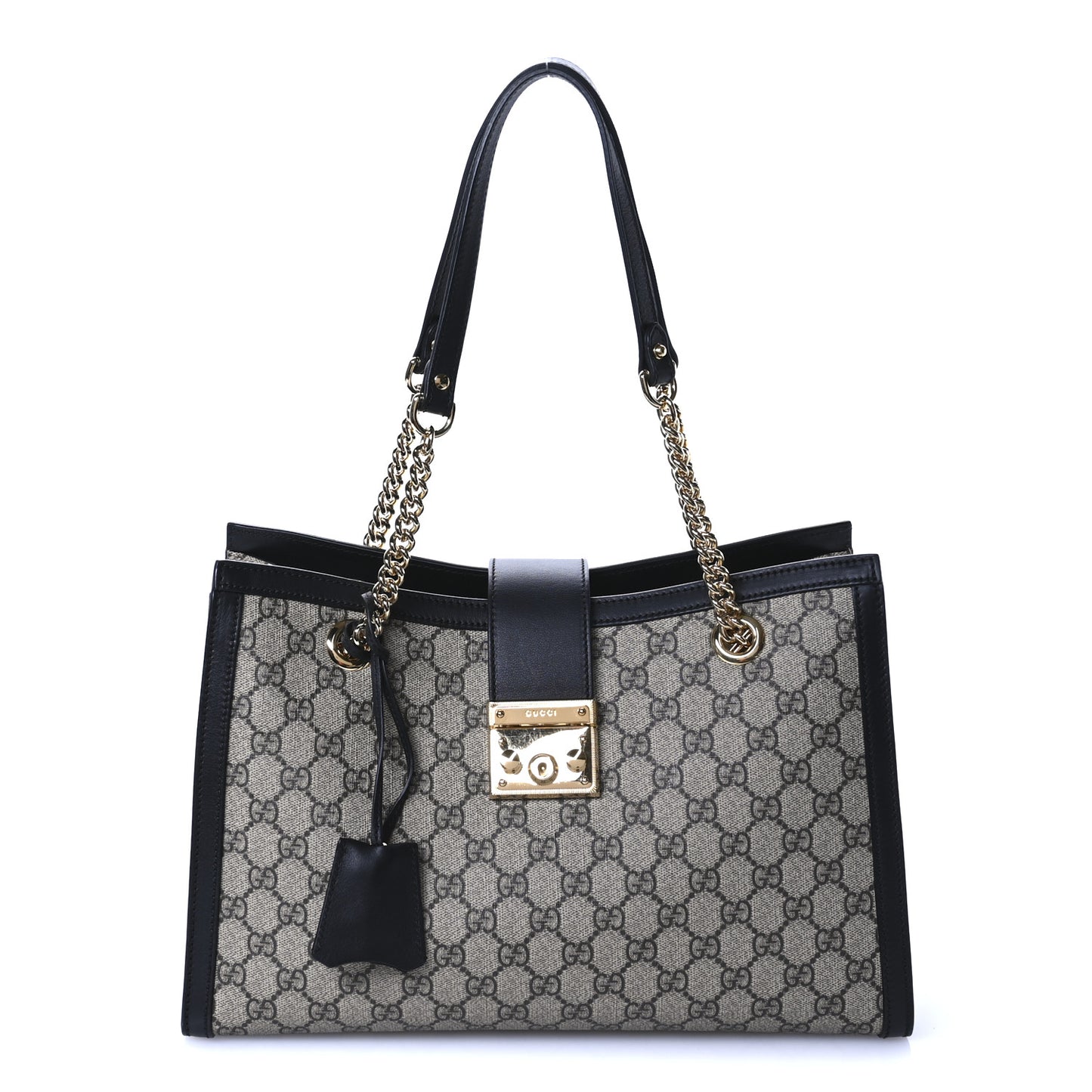 GG Supreme Monogram Medium Padlock Tote Black