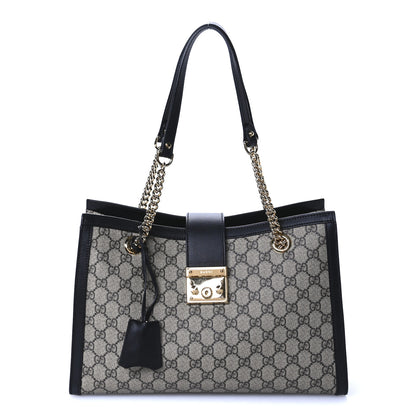 Gucci GG Supreme Monogram Medium Padlock Tote Black 1 of 10