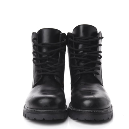 Valentino Garavani Calfskin Hologram Star Print Combat Boots 37.5 Black Marine 2 of 9