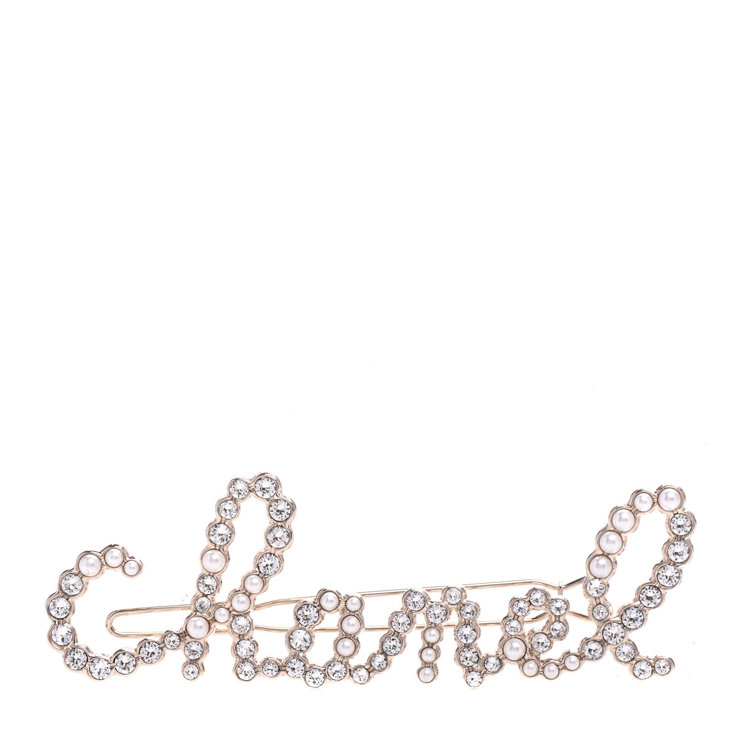 Chanel Metal Glass Swirling Pearls Hair Clip Gold 1 of 4