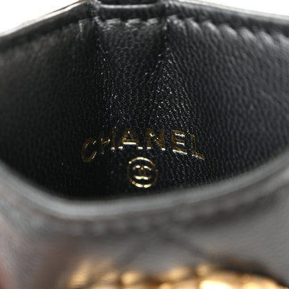 Chanel Shiny Goatskin Quilted Chanel 19 Card Holder On Chain Black 6 of 11