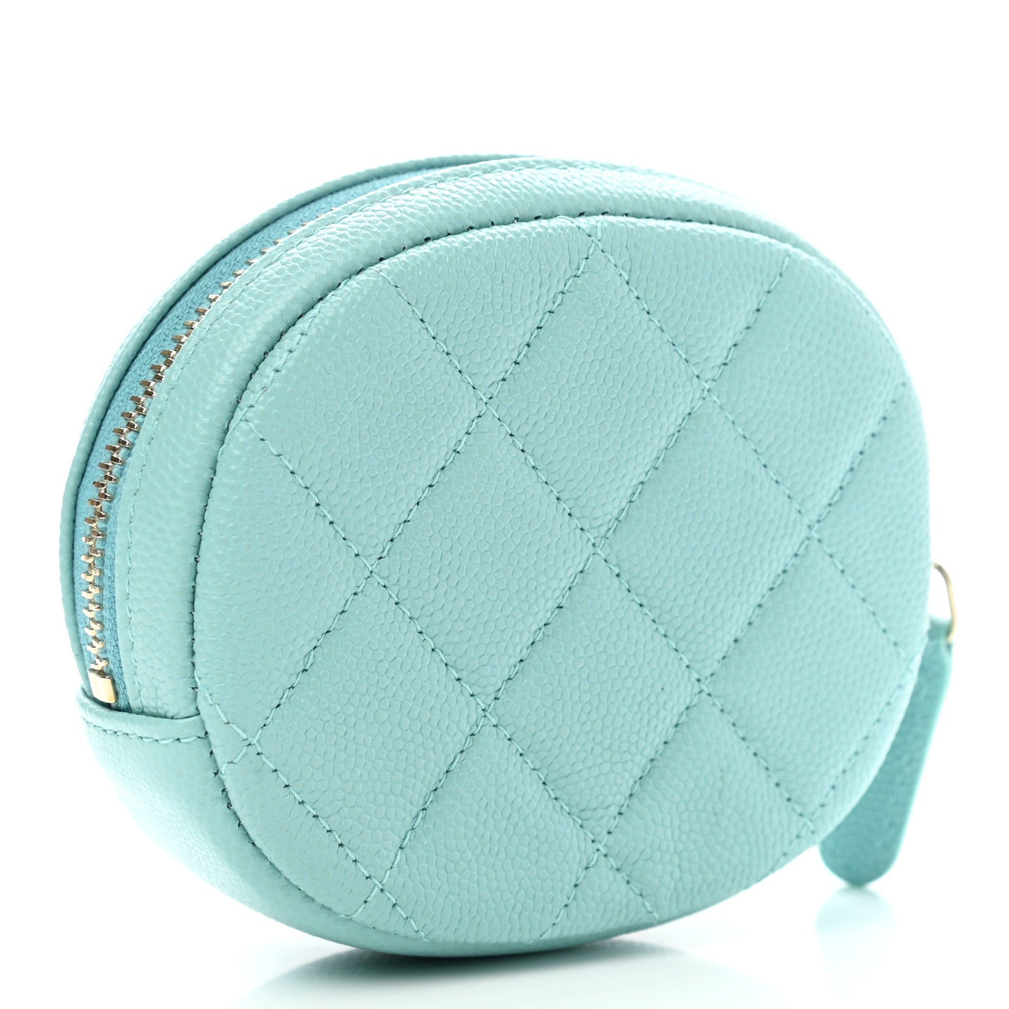 Caviar Quilted Zip Around Classic Coin Purse Light Blue