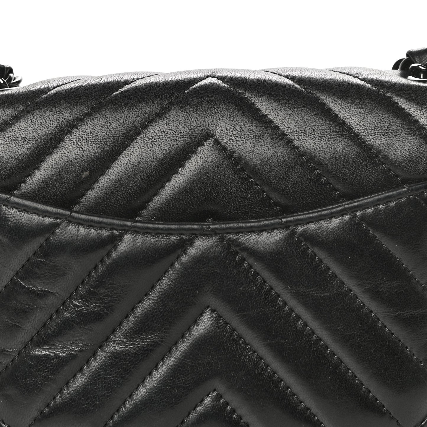 Lambskin Chevron Quilted Mini Rectangular Flap So Black
