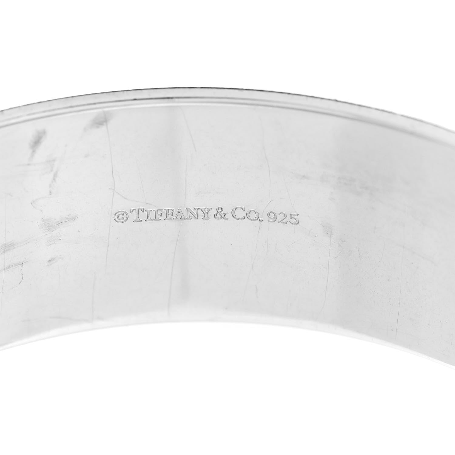 Tiffany Sterling Silver Diamond Wide Locks Bangle Bracelet 3 of 3