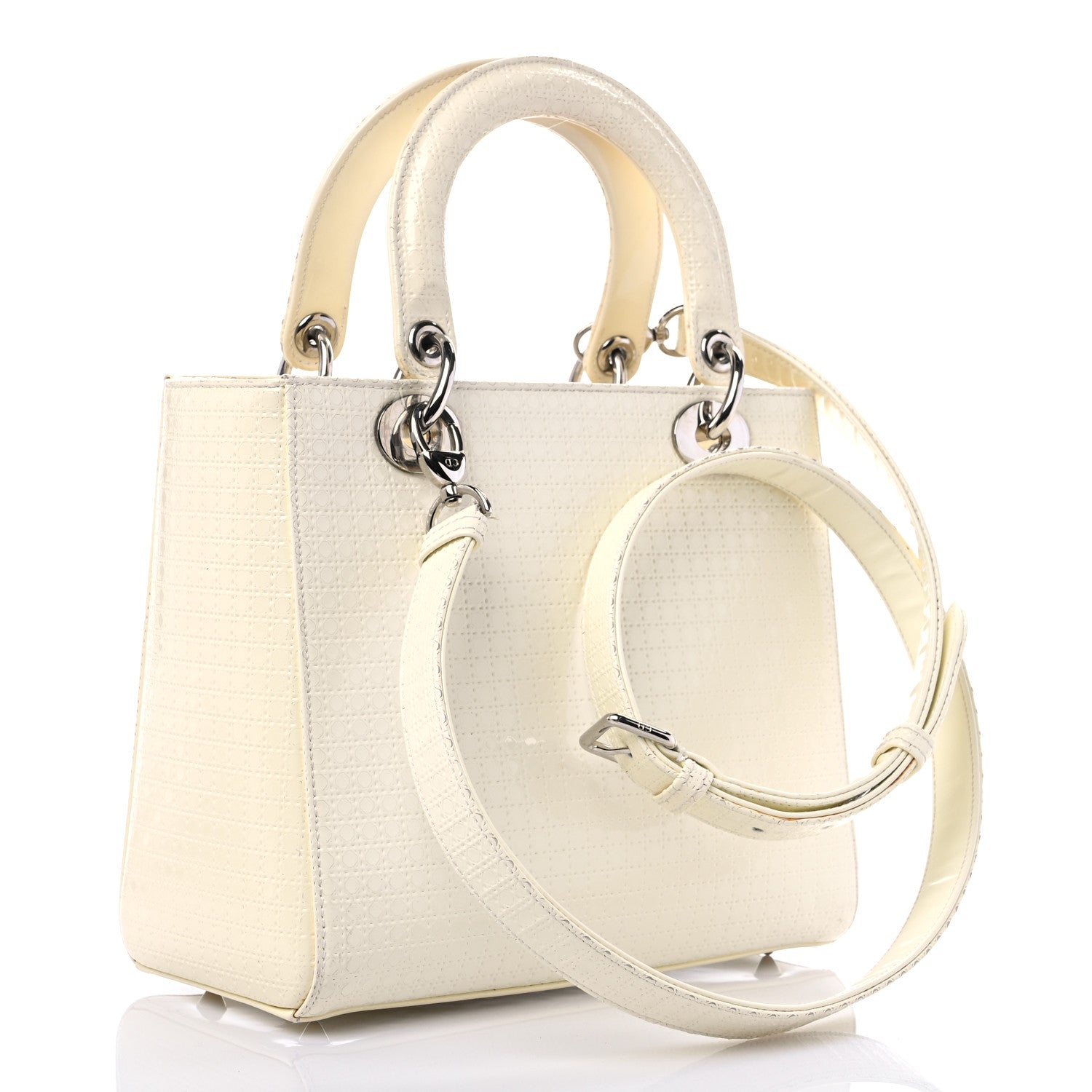 Christian Dior Patent Micro-Cannage Medium Lady Dior White 2 of 13