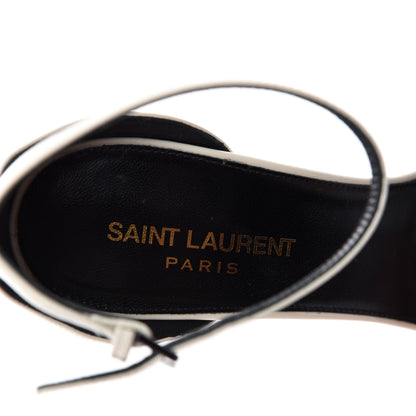 Saint Laurent Patent Calfskin Amber 85 Ankle Strap Sandals 38 Neutro 8 of 11