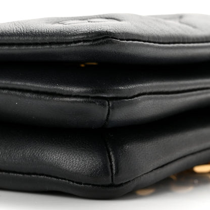 Louis Vuitton Lambskin Embossed Monogram Pochette Coussin Black 9 of 10