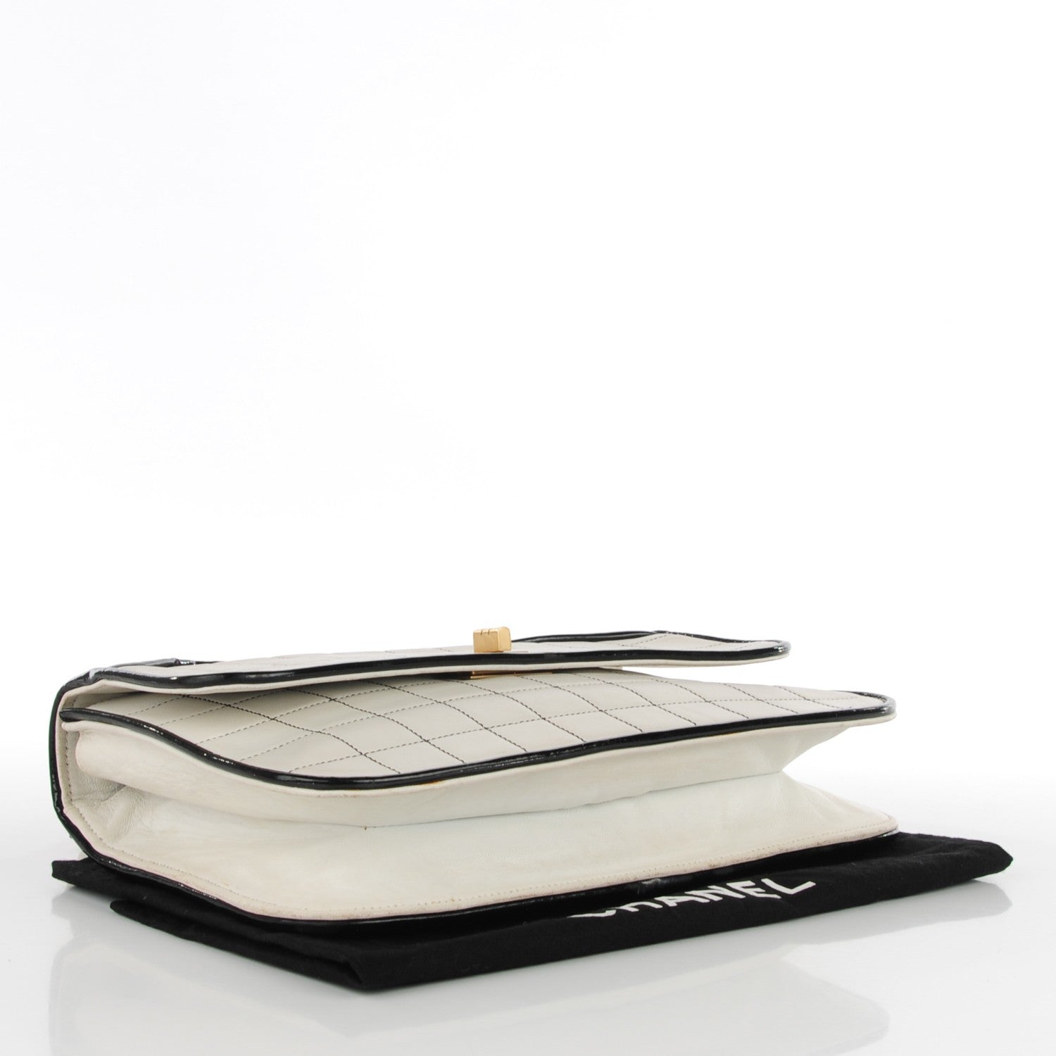 Chanel Lambskin Contrast Stitch Small Mademoiselle Flap Black White 4 of 8