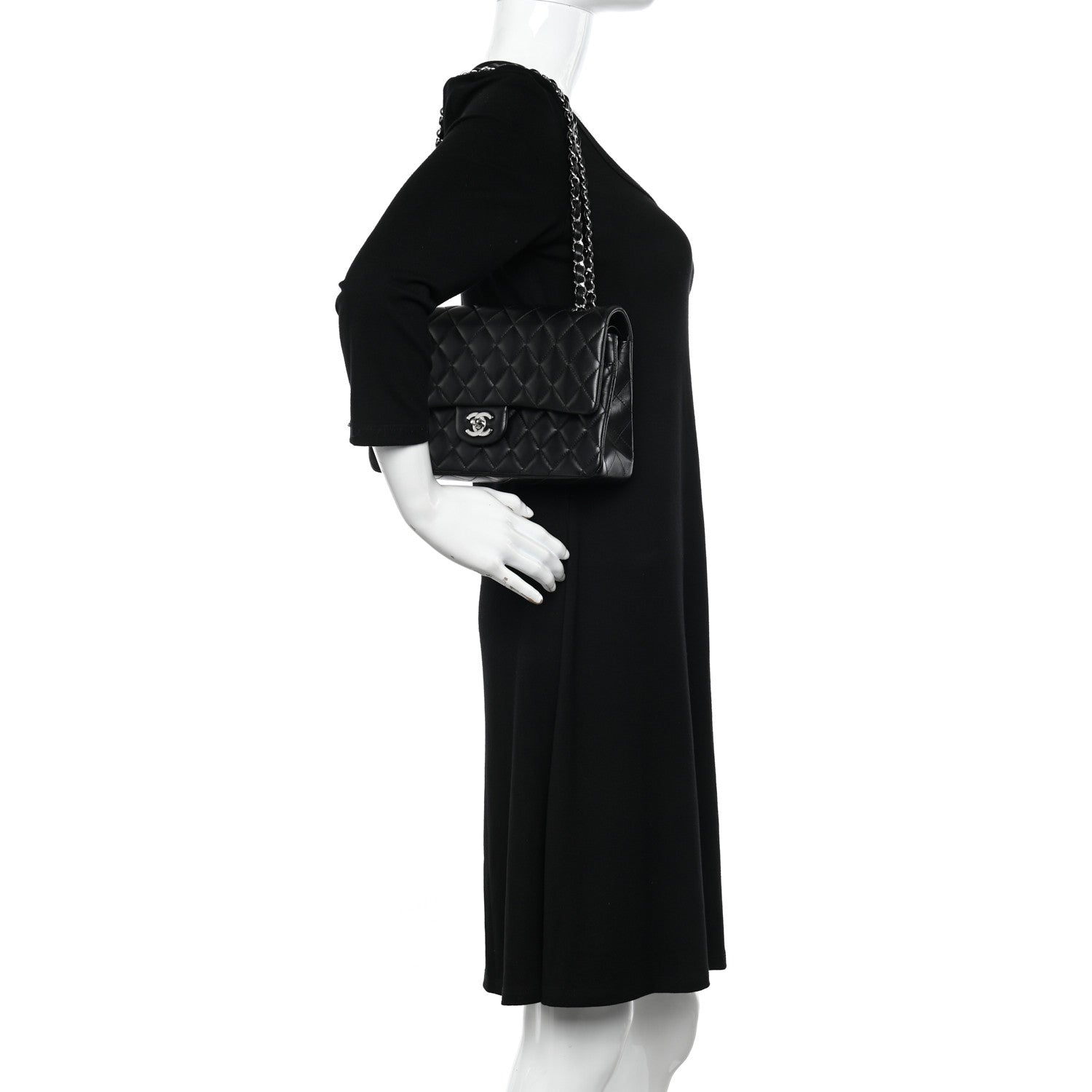 Chanel Lambskin Quilted Medium Double Flap Black 2 of 15