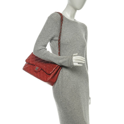 Chanel Lambskin Quilted Jumbo Double Flap Red 2 of 7