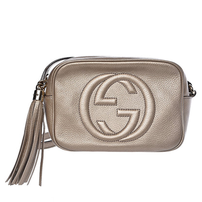 Gucci Metallic Pebbled Calfskin Small Soho Disco Bag Golden Beige 1 of 12