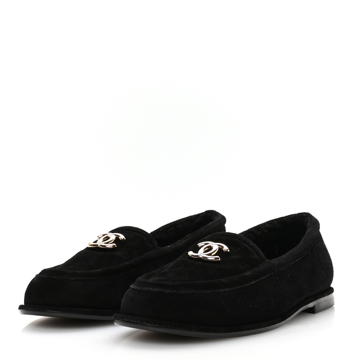 Chanel Suede Calfskin CC Mocassins 38 Black 4 of 9