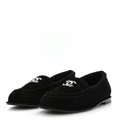 Chanel Suede Calfskin CC Mocassins 38 Black 4 of 9