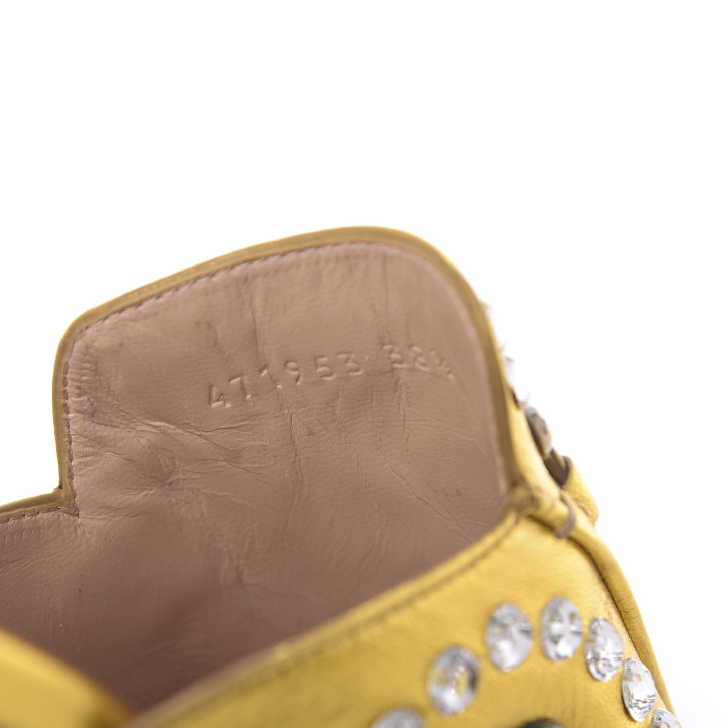 Metallic Nappa Crystal Womens Princetown Slippers 38.5 Gold