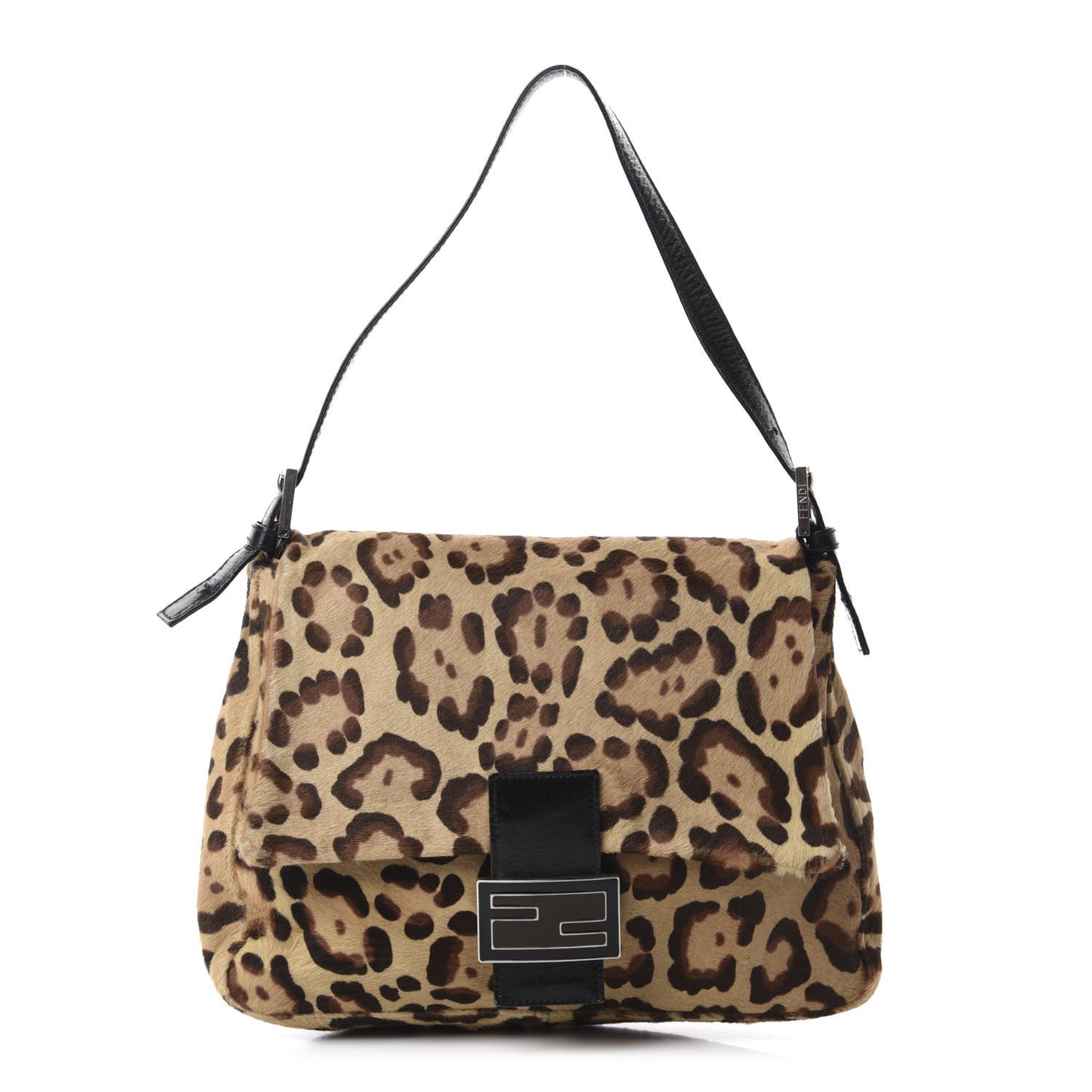 Calf Hair Leopard Print Mama Baguette Brown