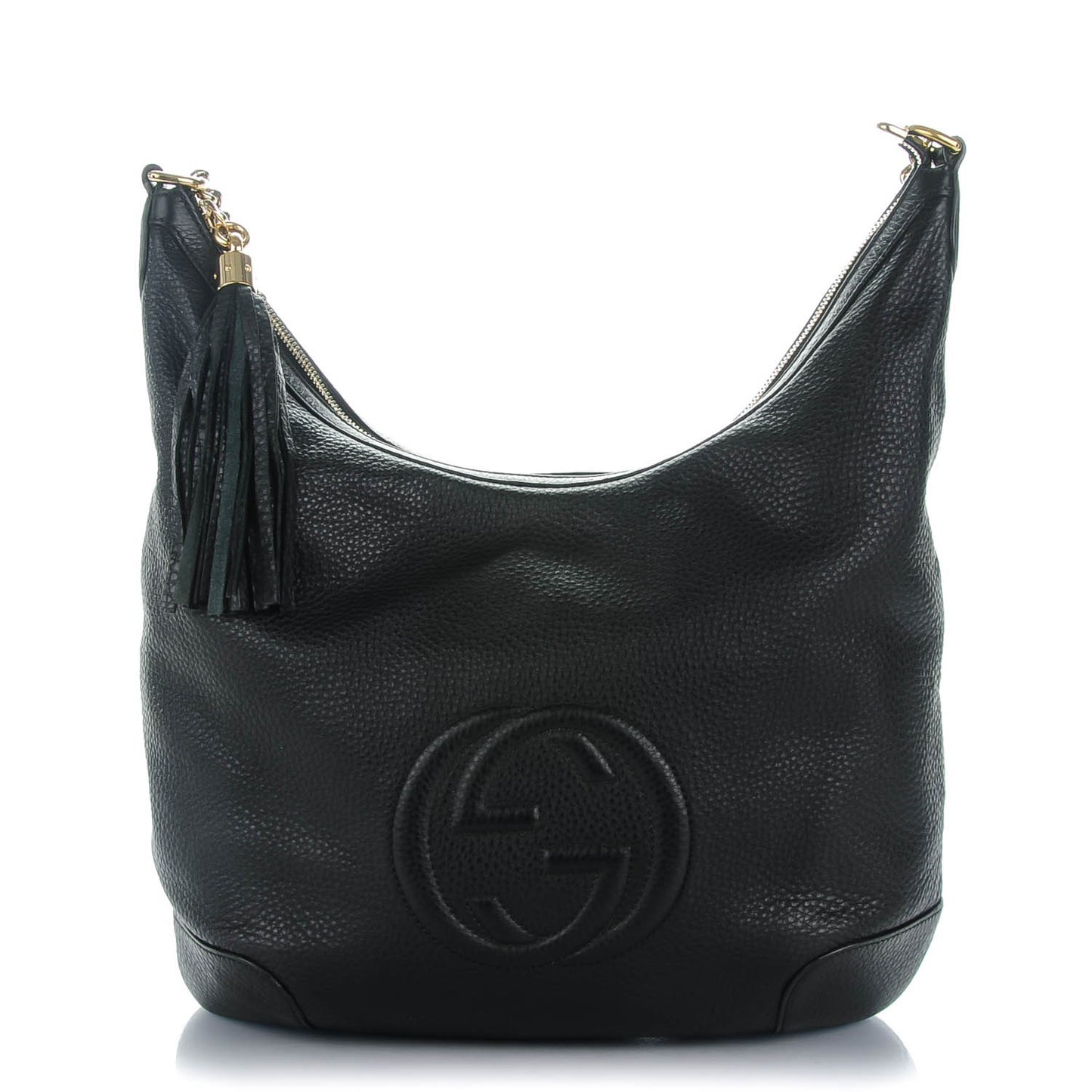 Pebbled Calfskin Medium Soho Chain Hobo Black