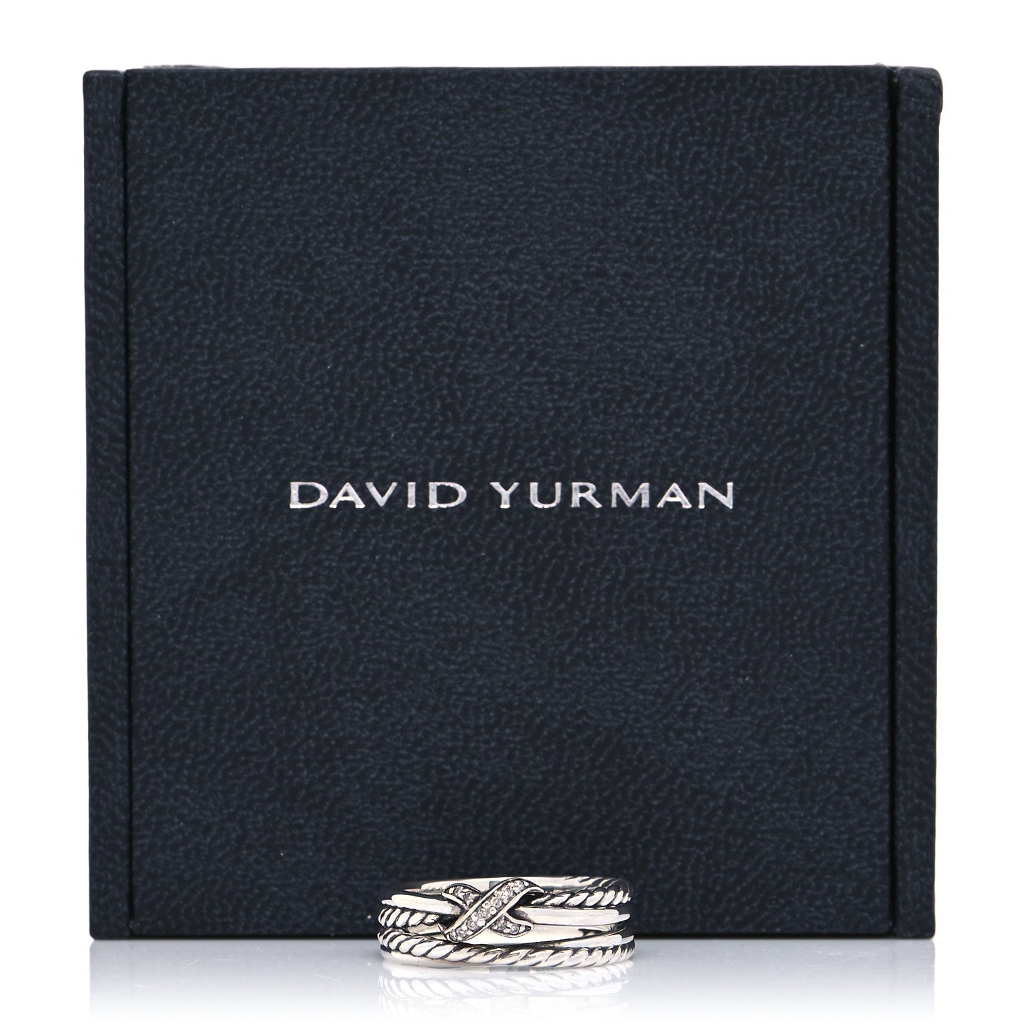 David Yurman Sterling Silver Diamond X Crossover Ring 52 6 5 of 5