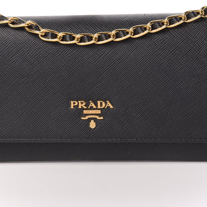 Prada Saffiano Metal Oro Chain Wallet Black 8 of 8