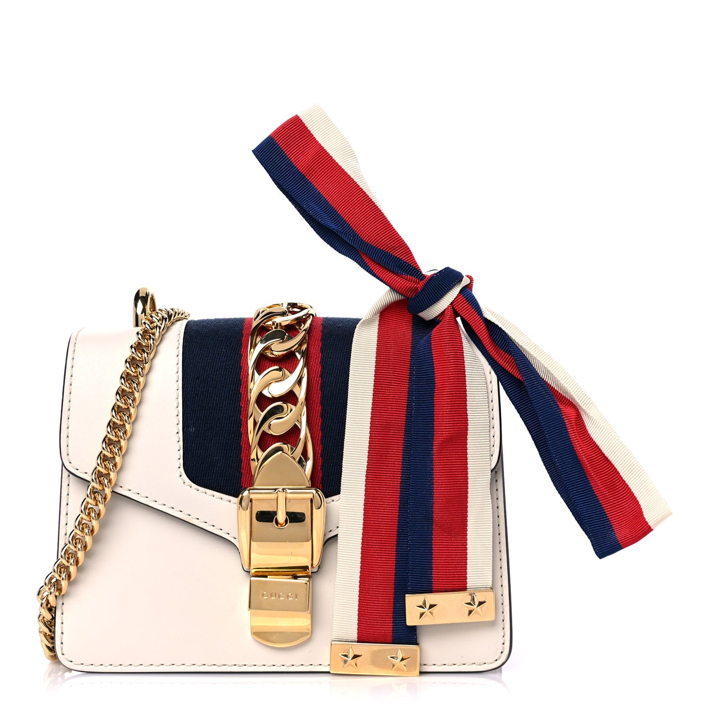 Calfskin Mini Sylvie Chain Shoulder Bag White